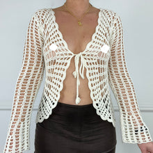Load image into Gallery viewer, White crochet cardigan

