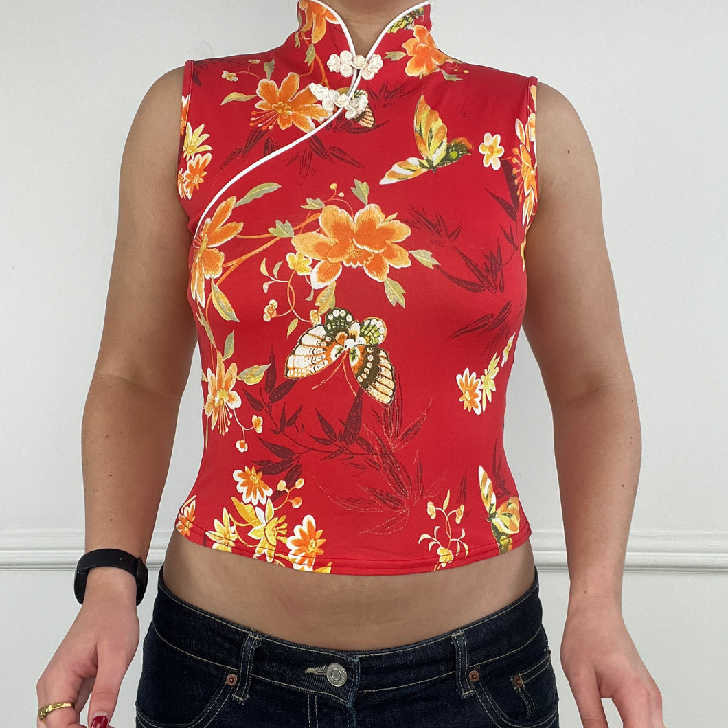 Red floral top