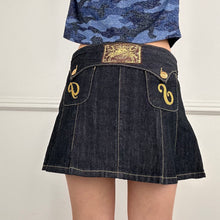 Load image into Gallery viewer, Pleated Denim Mini Skirt
