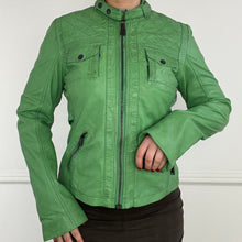 Load image into Gallery viewer, Green leather jacket
