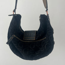 Load image into Gallery viewer, Black vintage 90s Guess monogram velvet handbag
