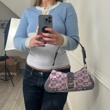 Load image into Gallery viewer, Purple Guess monogram baguette handbag
