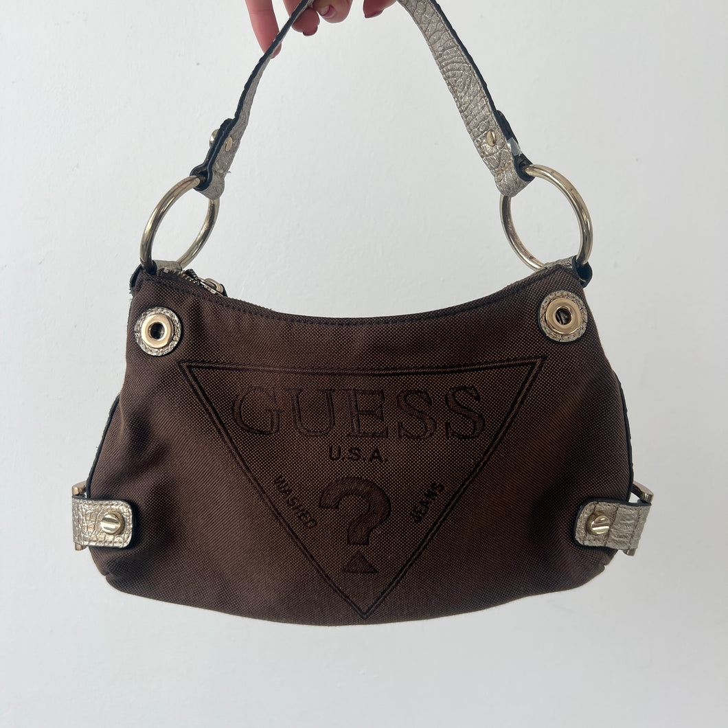 Vintage 90s brown canvas Guess handbag
