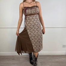 Load image into Gallery viewer, Brown Floral Layered Midi Dress
