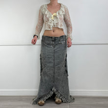 Load image into Gallery viewer, Denim distressed maxi skirt
