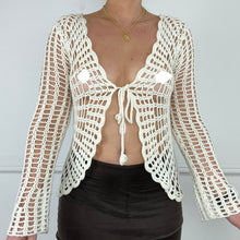 Load image into Gallery viewer, White crochet cardigan
