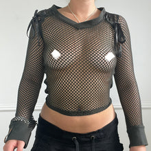 Load image into Gallery viewer, Khaki fishnet top
