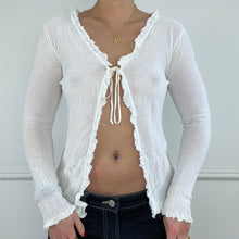 Load image into Gallery viewer, White ruffle cardigan

