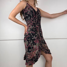 Load image into Gallery viewer, Black Floral Print Slip Midi Dress
