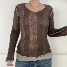 Load image into Gallery viewer, Brown knitted woven top

