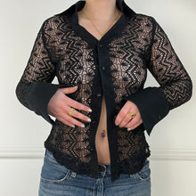 Load image into Gallery viewer, Black lace woven shirt
