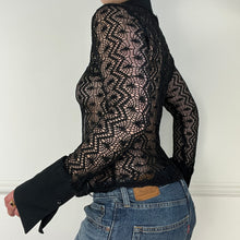 Load image into Gallery viewer, Black lace woven shirt
