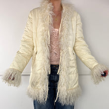 Load image into Gallery viewer, White puffer afghan coat
