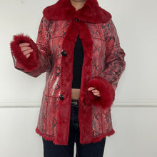 Load image into Gallery viewer, Red snakeskin fur afghan coat
