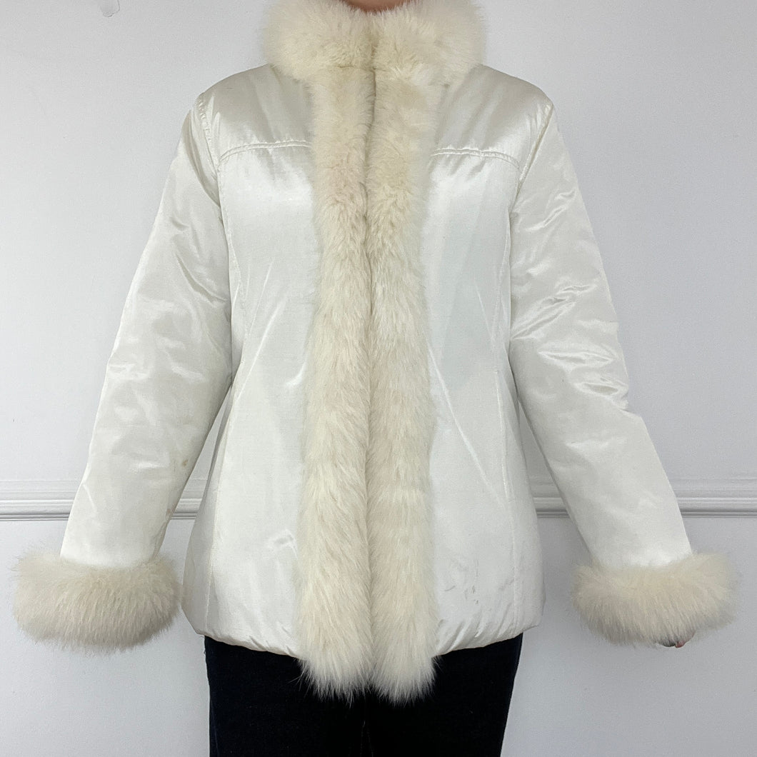 White afghan puffer coat