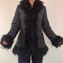 Load image into Gallery viewer, Black puffer afghan coat
