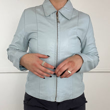 Load image into Gallery viewer, Baby blue leather jacket
