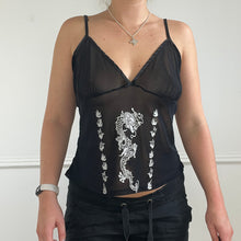 Load image into Gallery viewer, Black mesh dragon cami
