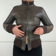 Load image into Gallery viewer, Brown leather bomber jacket
