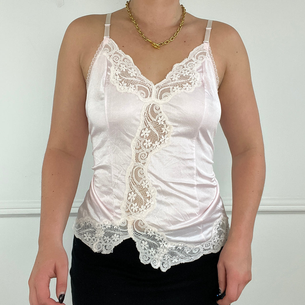Pale pink silk lace cami