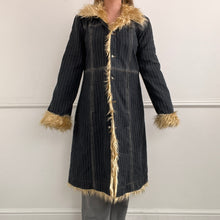Load image into Gallery viewer, Denim pinstripe afghan penny lane coat
