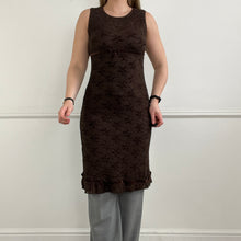 Load image into Gallery viewer, Brown lace mid length stretch dress
