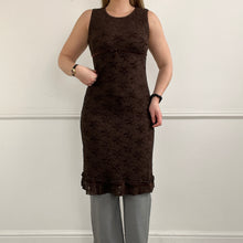 Load image into Gallery viewer, Brown lace mid length stretch dress
