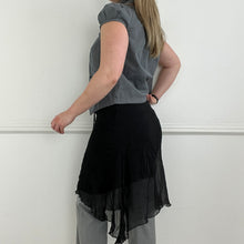 Load image into Gallery viewer, Black sheer mesh double layered midi skirt
