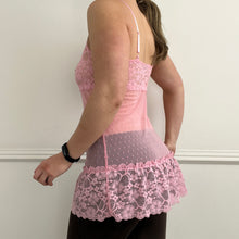 Load image into Gallery viewer, Pink floral mesh cami
