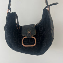 Load image into Gallery viewer, Black vintage 90s Guess monogram velvet handbag
