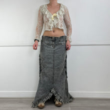 Load image into Gallery viewer, Denim distressed maxi skirt
