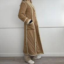 Load image into Gallery viewer, Brown faux fur trim long coat
