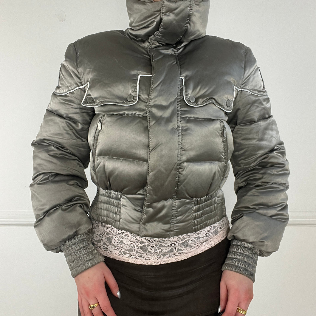 Grey shimmer puffer jacket