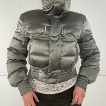 Load image into Gallery viewer, Grey shimmer puffer jacket
