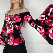 Load image into Gallery viewer, Floral bell sleeve top
