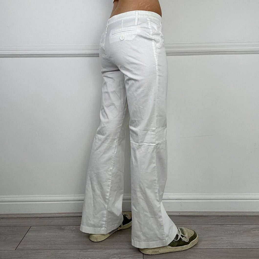 White flared trousers