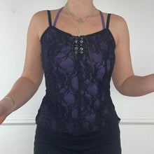 Load image into Gallery viewer, Purple and black lace cami
