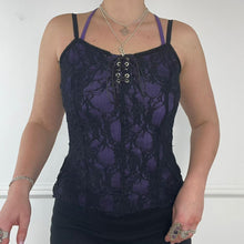 Load image into Gallery viewer, Purple and black lace cami
